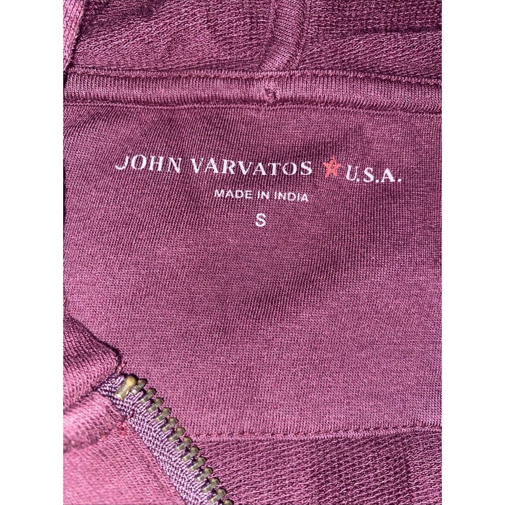 John Varvatos Full Zip Hoodie Men's Small Burgundy Lightweight Sweatshirt 102515 - Picture 5 of 7